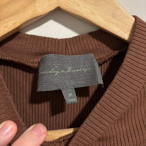 Brown Ruffle Sleeve Women's Top - Picture 2 of 4